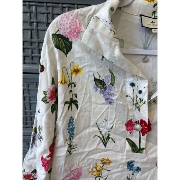 NWOT TUCKERNUCK Fresh Buds Botanical Floral Willow Collared Blouse, Med $168 B14 - Picture 8 of 8
